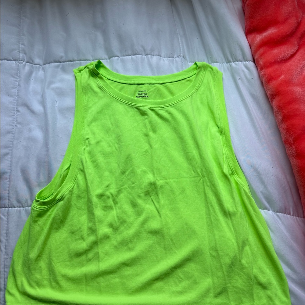 Hollister Gilly Hicks Neon Green Sleeveless Crop Top